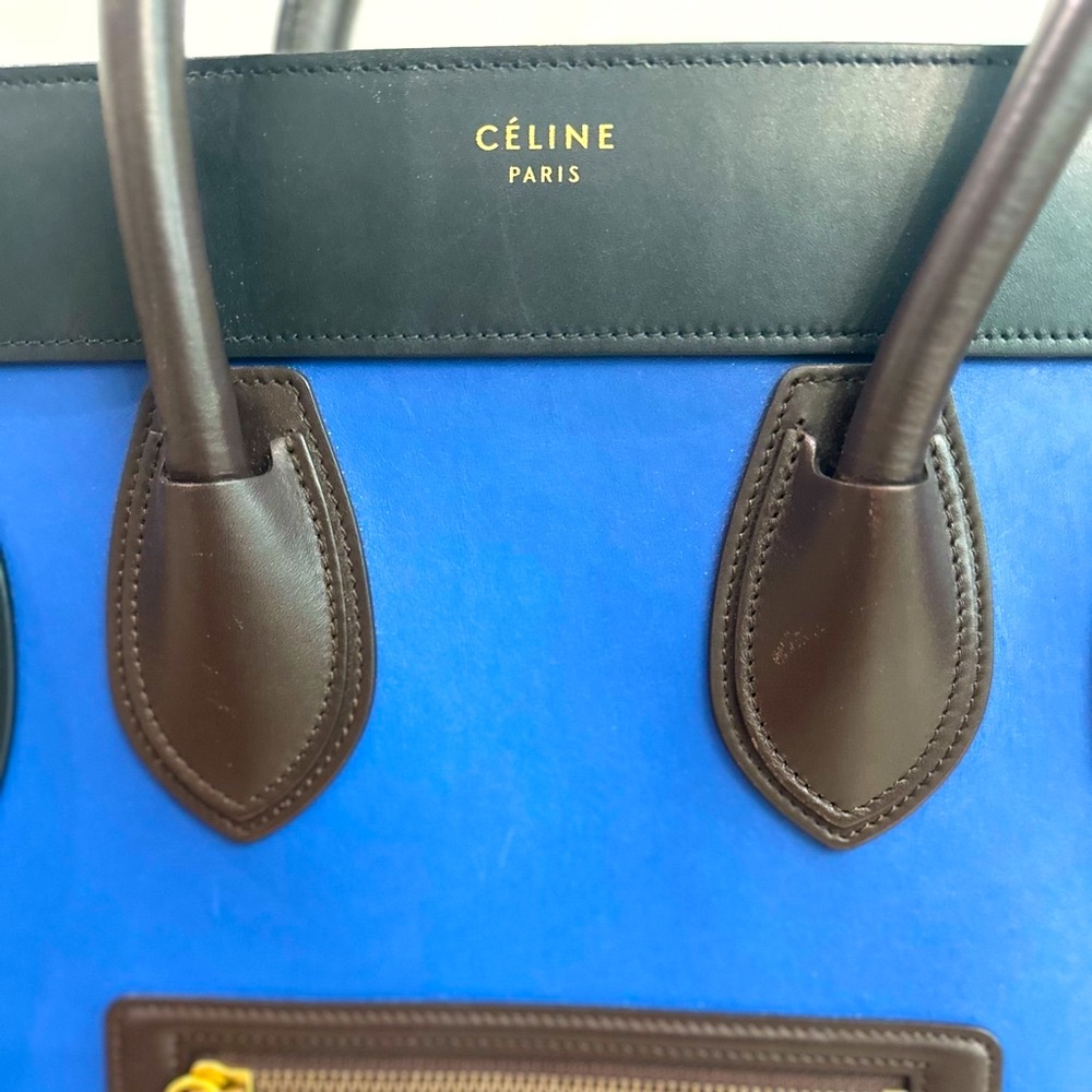 Celine luggage model, Blue and Black Color-Block Structured Handbag - Picture 5 of 13